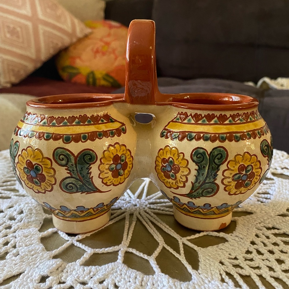 🔥 3 FOR $20 SALE Twin Clay Wabi Sabi Condiment Pots Hand Painted succulents pot